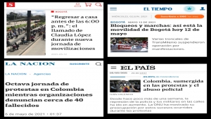 El cubrimiento de Semana, El Tiempo, La Nación y El País|||