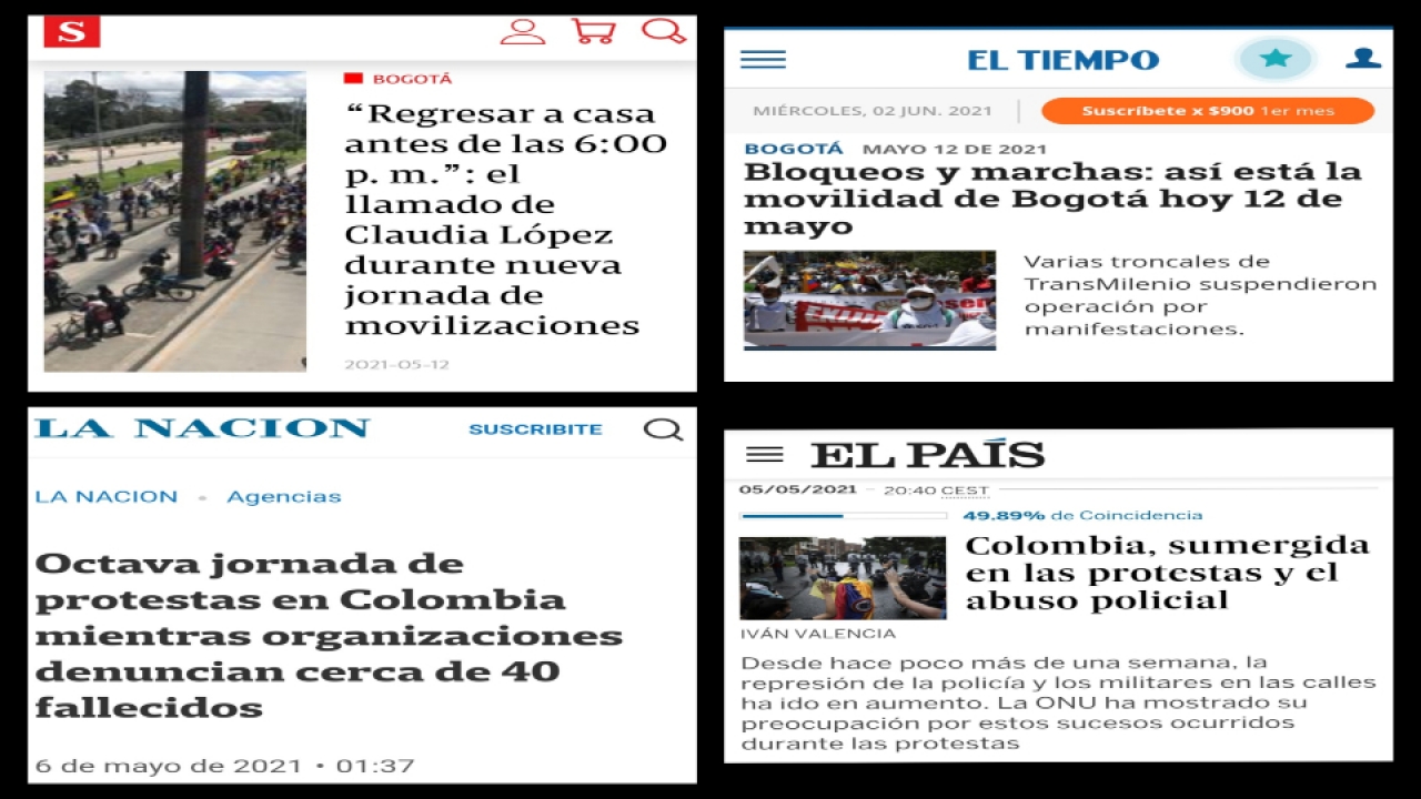El cubrimiento periodístico del Paro Nacional en Colombia: los medios nacionales Vs los medios internacionales