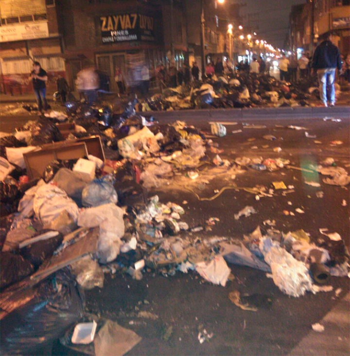 Barreras de basuras como esta se pod&iacute;an encontrar a lo largo de la Avenida. Foto tomada por Daniela Grimaldo.