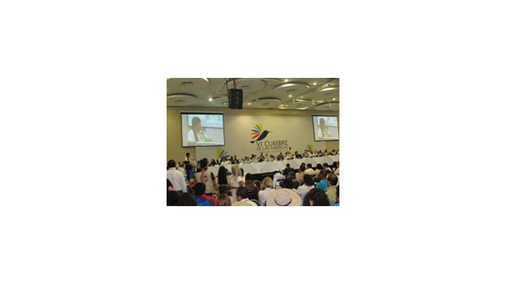 Evo Morales en la IV Cumbre de L&iacute;deres Ind&iacute;genas de Cartagena.