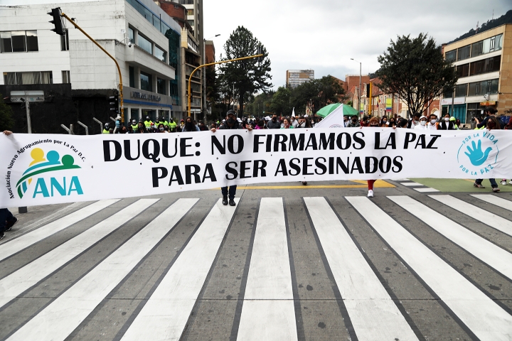Marcha de las FARC por la S&eacute;ptima de Bogot&aacute;