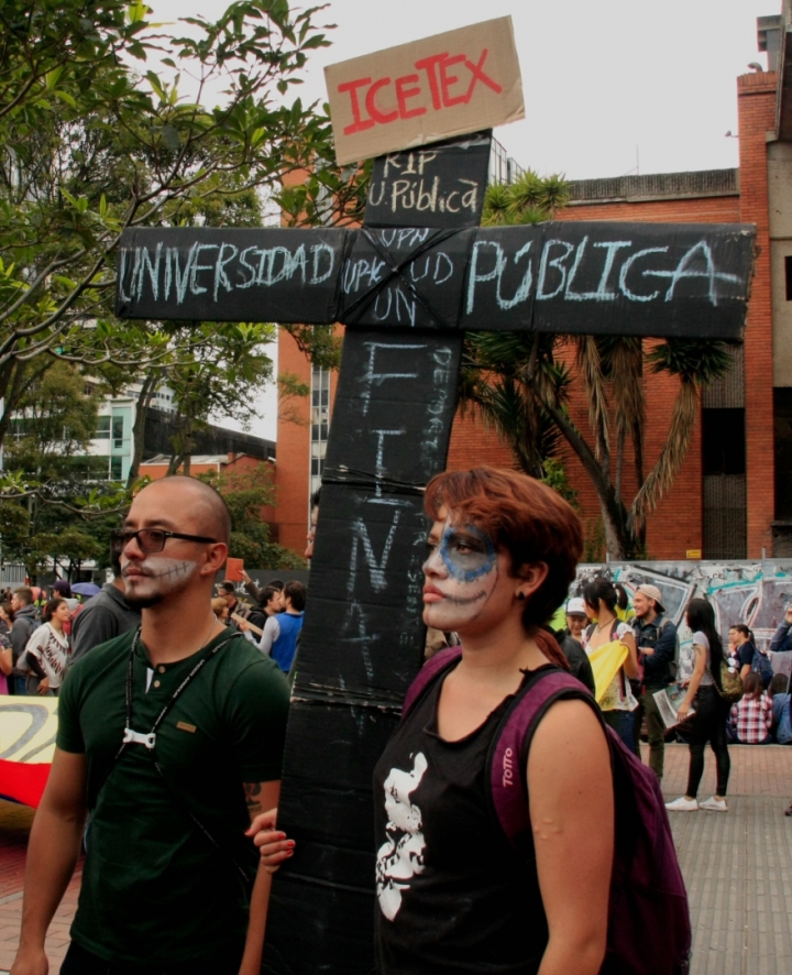 El endeudamiento por los créditos del Icetex era una de las principales razones de la protesta. Foto: Jessica Zapata