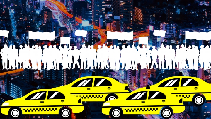 Ilustración paro de taxistas