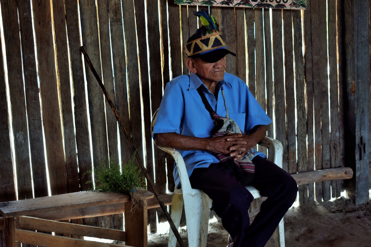 Abuelo y partero tradicional huitoto|||