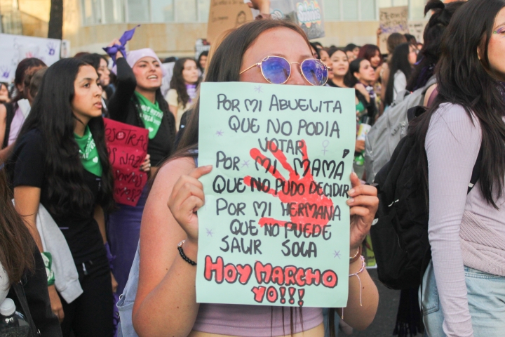 "Por mi abuelita que no pudo votar, por mi mamá que no pudo decidir, por mi hermana que no puede salir sola"
