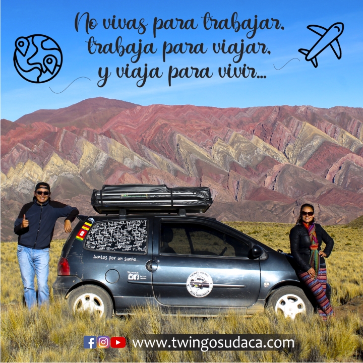 En Twingo, pareja viajera, por Latinoam&eacute;rica