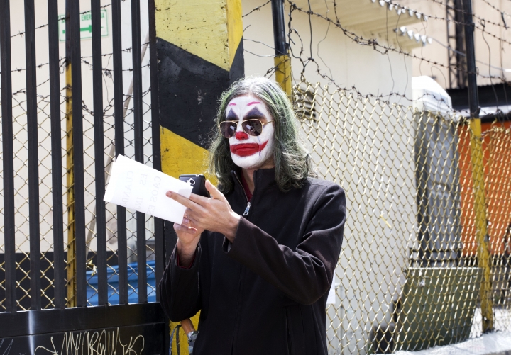 Imagen del Joker en una marcha del 21N