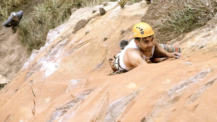Camargo en una expedici&oacute;n de escalada
