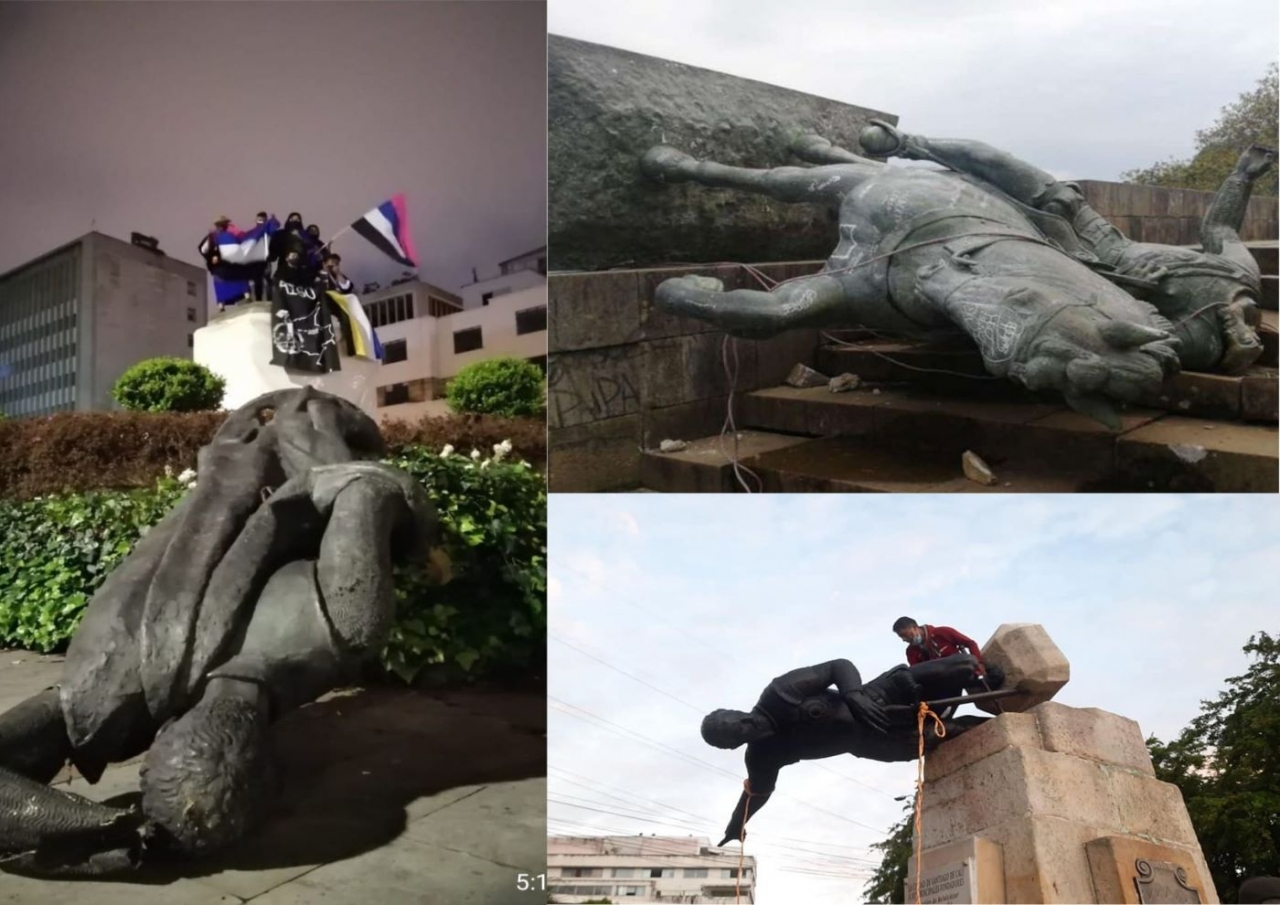 Desde septiembre del 2020, grupos indígenas han tumbado estatuas de conquistadores como símbolo de su manifestación.|||