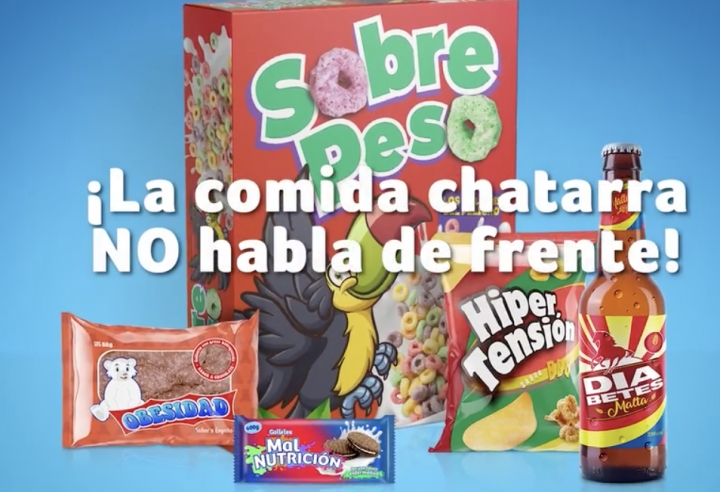 Ilustración de opinión sobre el proyecto de ley Comida Chatarra, que defiende el derecho a la información.