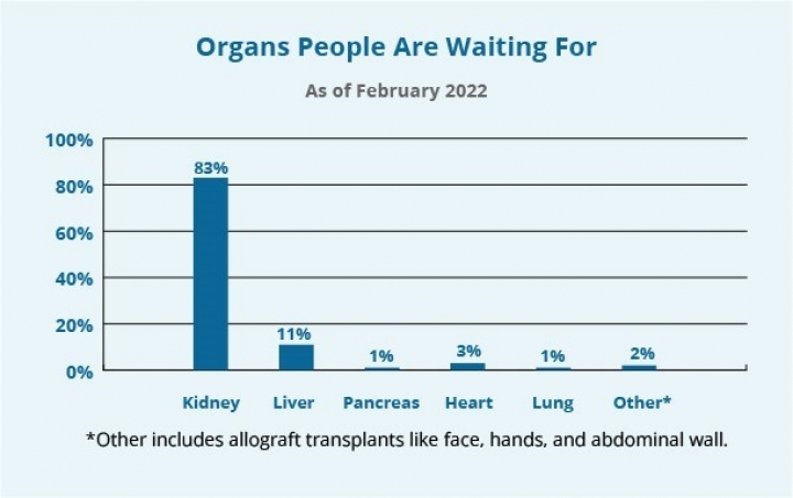 Grafica de órganos que esperan las personas.