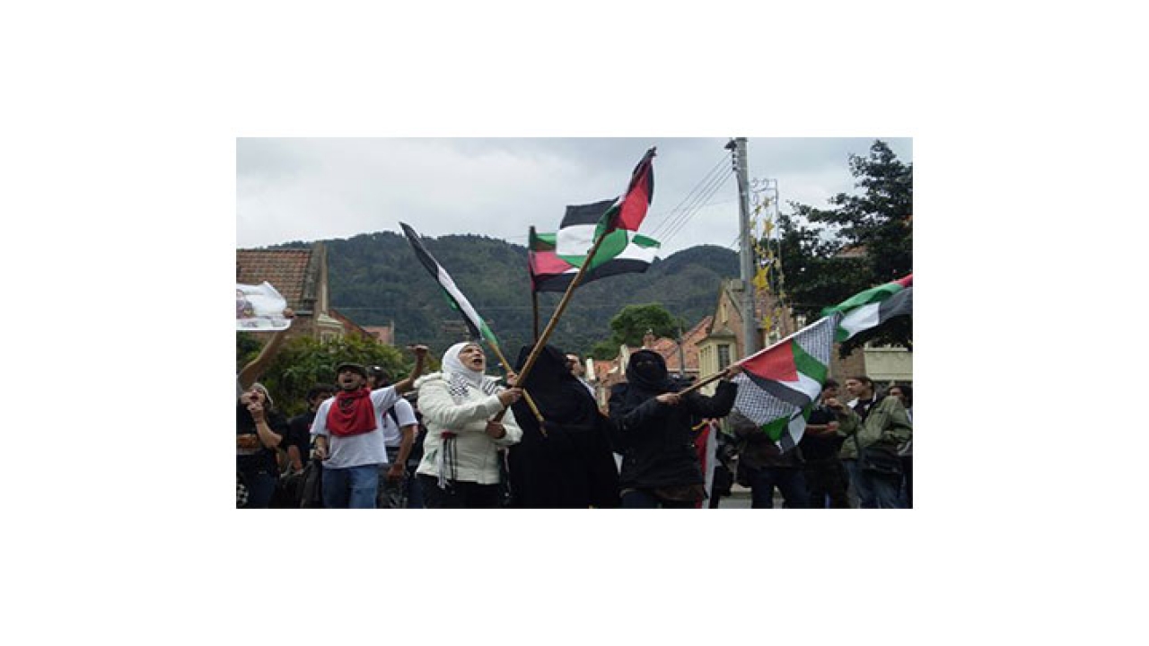 Ciudadanos palestinos protestan en 2009.|||