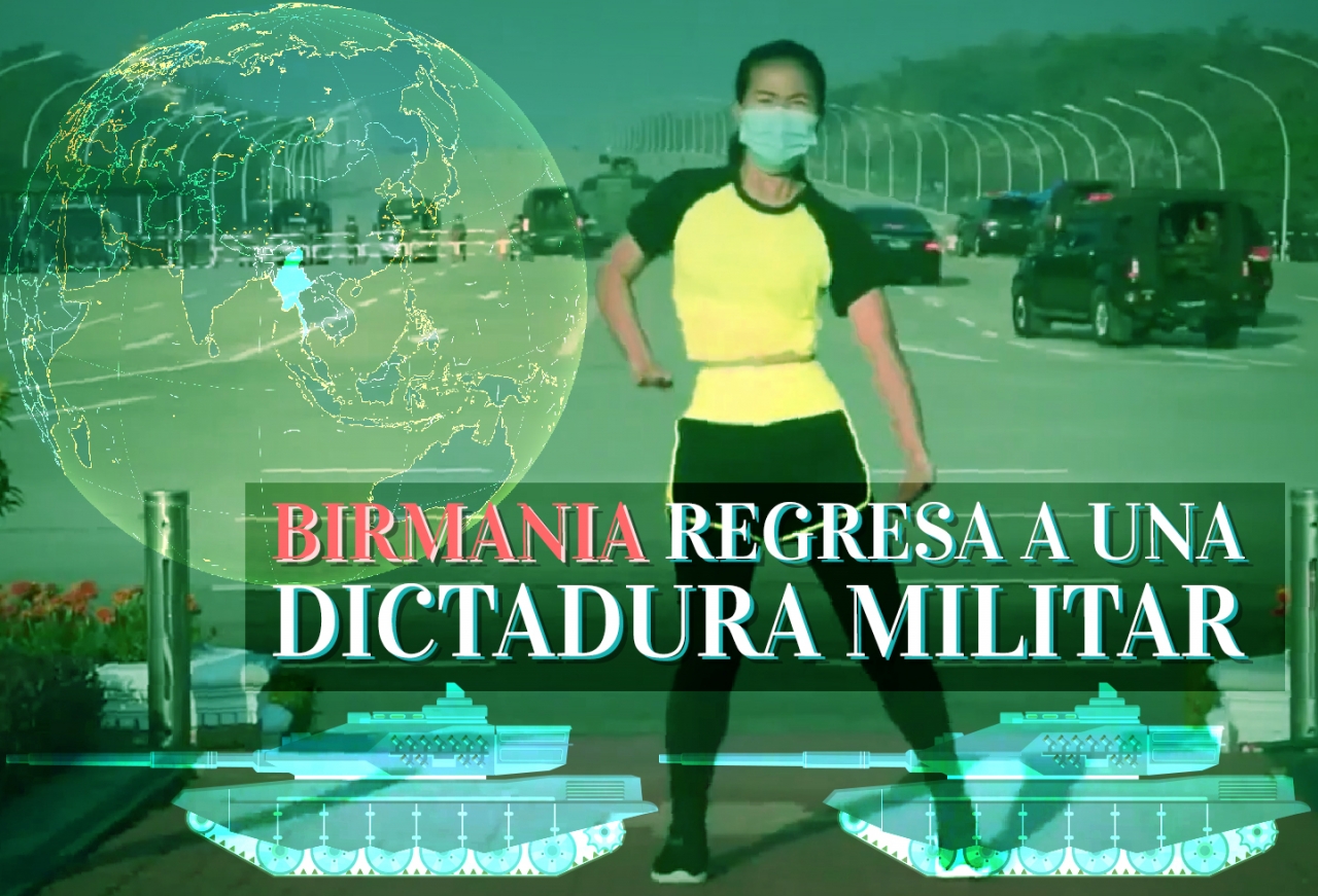 Birmania regresa a una dictadura militar. Collage por|||