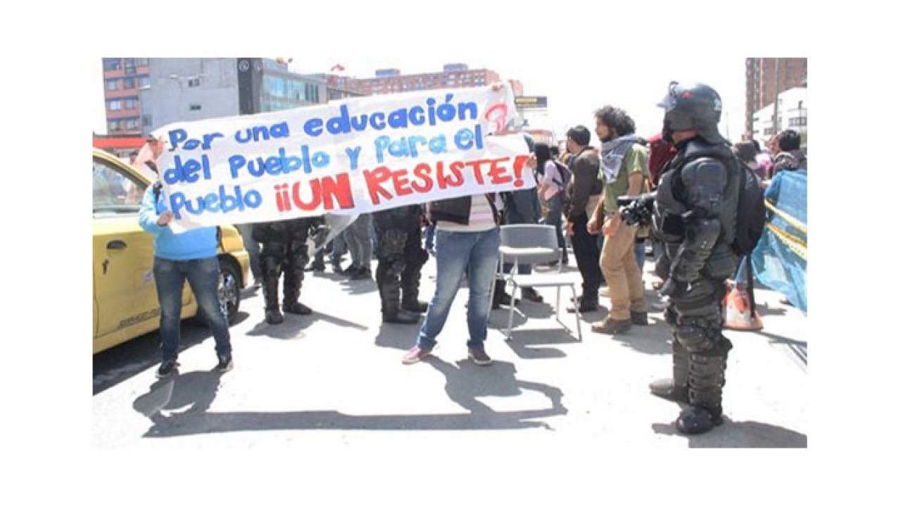 Protesta del 27 de abril en la Universidad Nacional contra el PND.|||