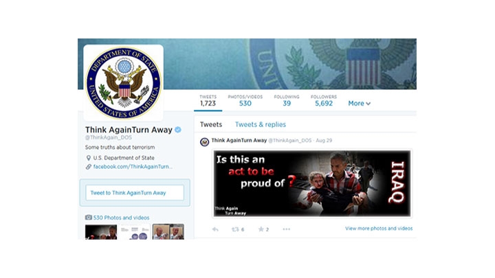 La cuenta Think Again Turn Away, del Departamento de Estado Norteamericano, busca disuadir a los potenciales miembros de ISIS.