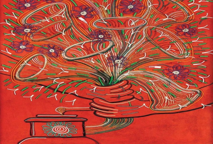 Obra del artista colombiano Federico Uribe en la cual se ilustra la conexi&oacute;n entre la m&uacute;sica y la gente.