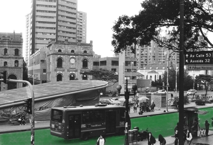 Carrera Séptima con calle 28, en donde inicia el primer tramo del Corredor Verde Séptima