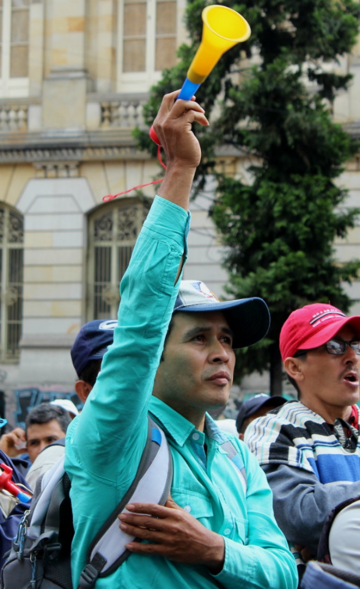Los asistentes a la protesta se mostraron inconformes con el precio actual del café, Foto: Laura Lucía González