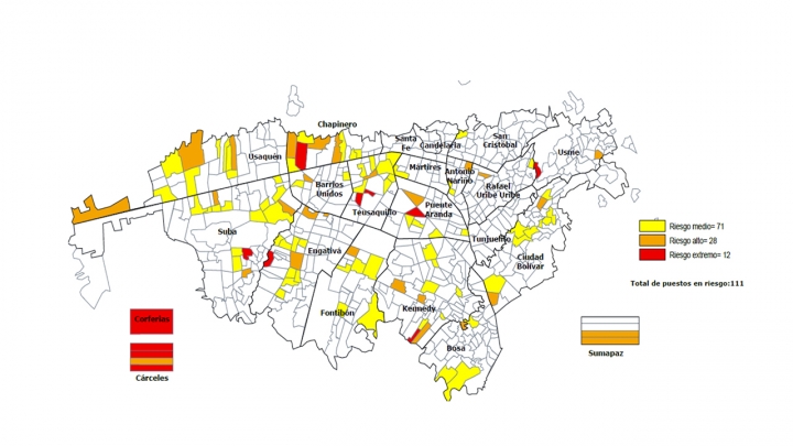 Puestos de votaci&oacute;n en riesgo por votaciones at&iacute;picas en Bogot&aacute;. Cr&eacute;dito: MOE