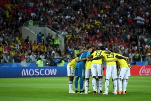 Selección Colombia en su partido contra Inglaterra. Twitter @FCFSeleccionCol|||