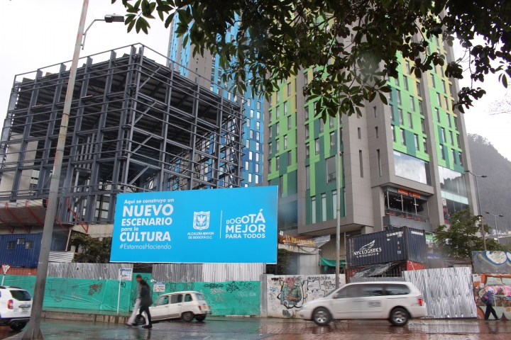 Fachada de la construcción de la nueva Cinemateca Distrital.