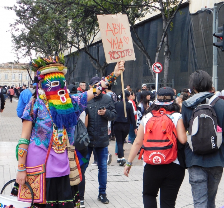 Organizaciones indígnenas protestaron a propósito de la pasada minga.