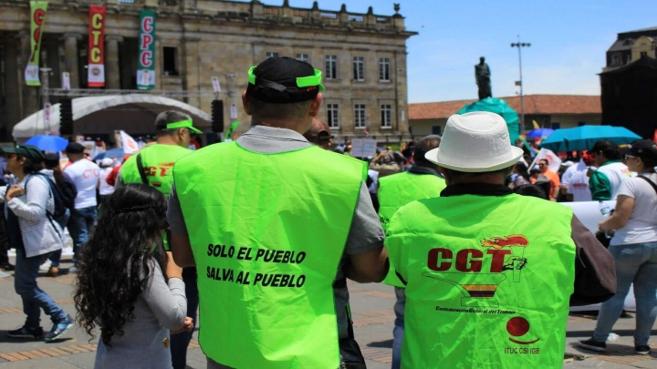 Miembros de la Confederaci&oacute;n General del Trabajo durante la marcha del 1 de Mayo