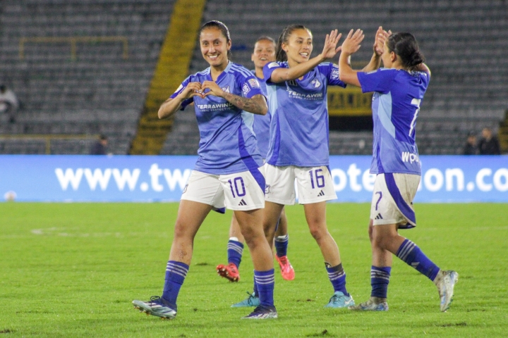 Celebración del tercer gol de Millonarios