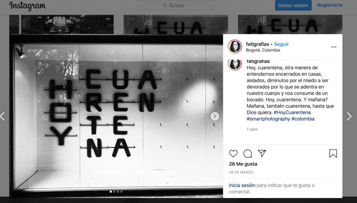 Foto-serie &#039;Hoy, cuarentena&#039; en Instagram