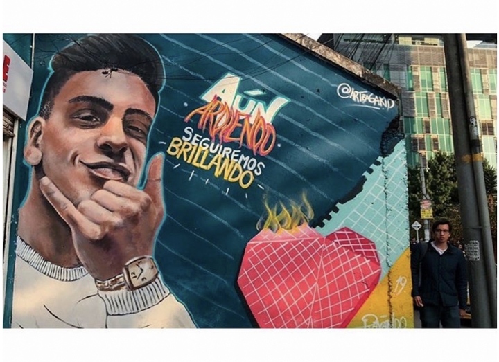 Graffiti dedicado a Dilan Cruz, joven colombiano atacado por el Esmad en Bogot&aacute; el d&iacute;a 23 de noviembre de 2019