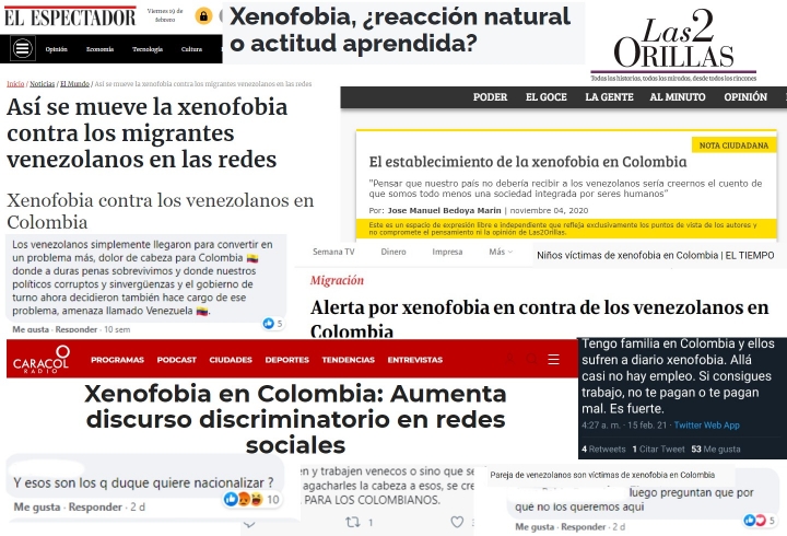 Titulares, tweets y comentarios xenofóbicos.