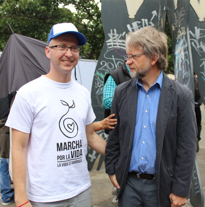 &quot;En Europa lo adoran&quot;, dice Irmantas Skerys,  un lituano que llegó hace un mes a Colombia para ayudar con la preparación de la marcha.