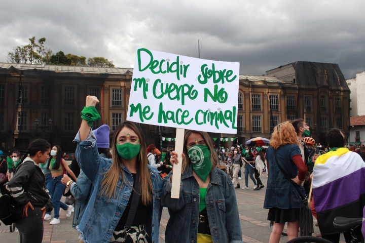 Manifestación en la Plaza de Bolívar para pedir la despenalización del aborto.