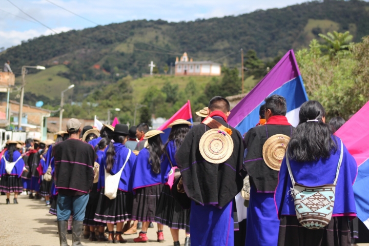 Jóvenes Misak marchando