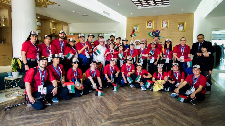 La delegación colombiana de Special Olympics en los Emiratos Árabes Unidos, país anfitrión de los juegos mundiales celebrados el pasado mes de marzo.
