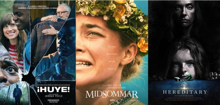 Portada de Huye, de Jordan Peele, Midsommar y Hereditary, de Ari Aster,