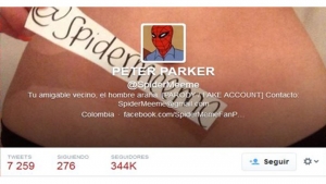 Cuenta de Twitter falsa del personaje Spiderman|||