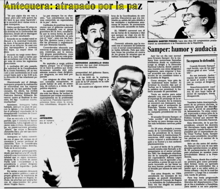 Artículo de periodico de 1989 sobre el asesinato de José Antequera