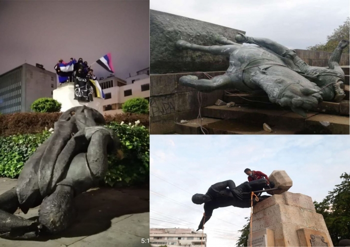 Desde septiembre del 2020, grupos ind&iacute;genas han tumbado estatuas de conquistadores como s&iacute;mbolo de su manifestaci&oacute;n.