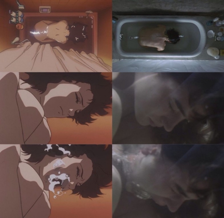 La escena del desfile en Paprika (2006), tomada de la pel&iacute;cula original.
