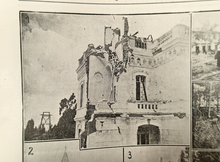 Edificación parcialmente destruida en Chapinero, tras el sismo de 1917.