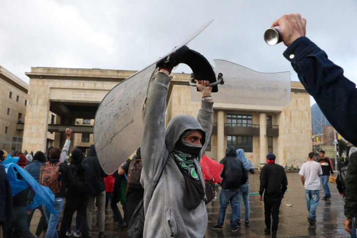 Protestas en la Plaza de Bolívar.
